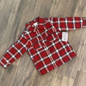 Tommy Bahama Red Plaid Kids Button Down Sherpa Lined Shirt 2T NWT